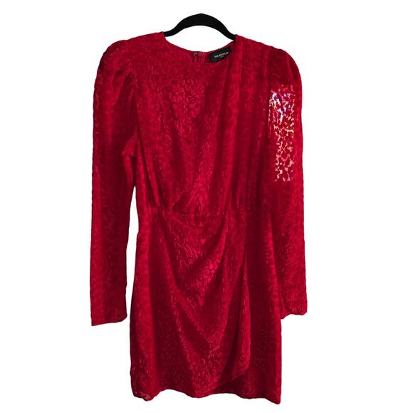The Kooples Womens Red Artichoke Burnout Velvet Leopard Mini Dress 2 Feminine - Picture 1 of 11